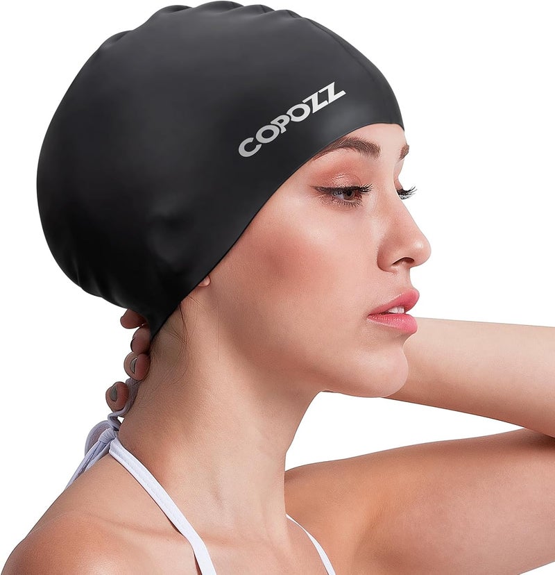 Copozz Adult Swim Caps, Silicone Waterproof Comfortable Swimming Cap for Women, Long and Short Hair - Image 1